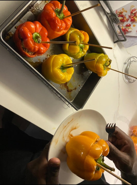 Ground Turkey Stuffed Peppers With (or without) Cheese